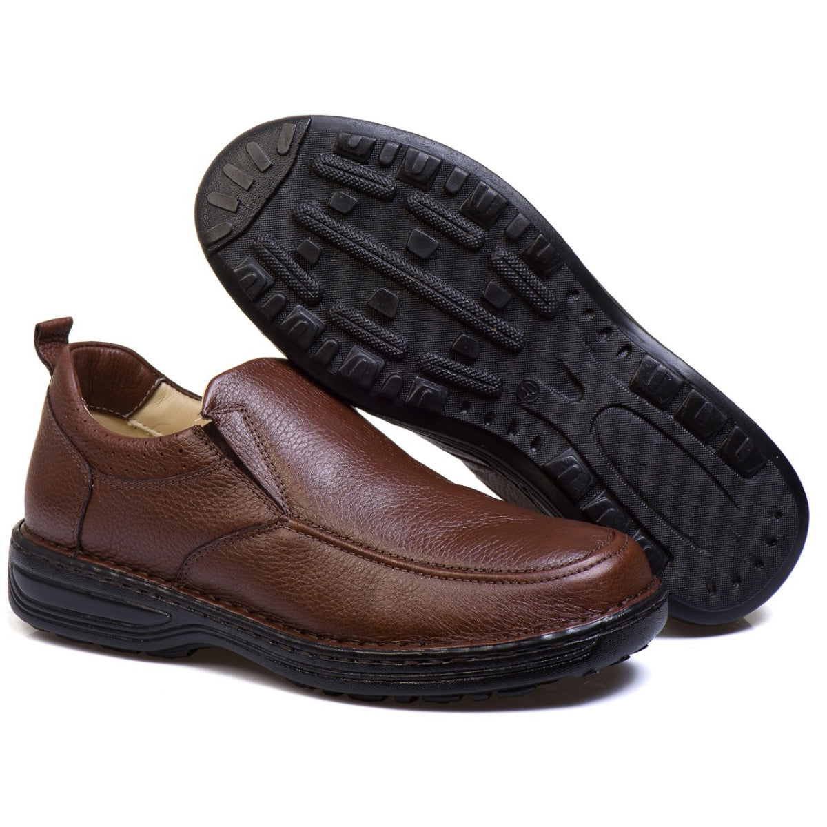 Sapato Casual Conforto Couro Marrom