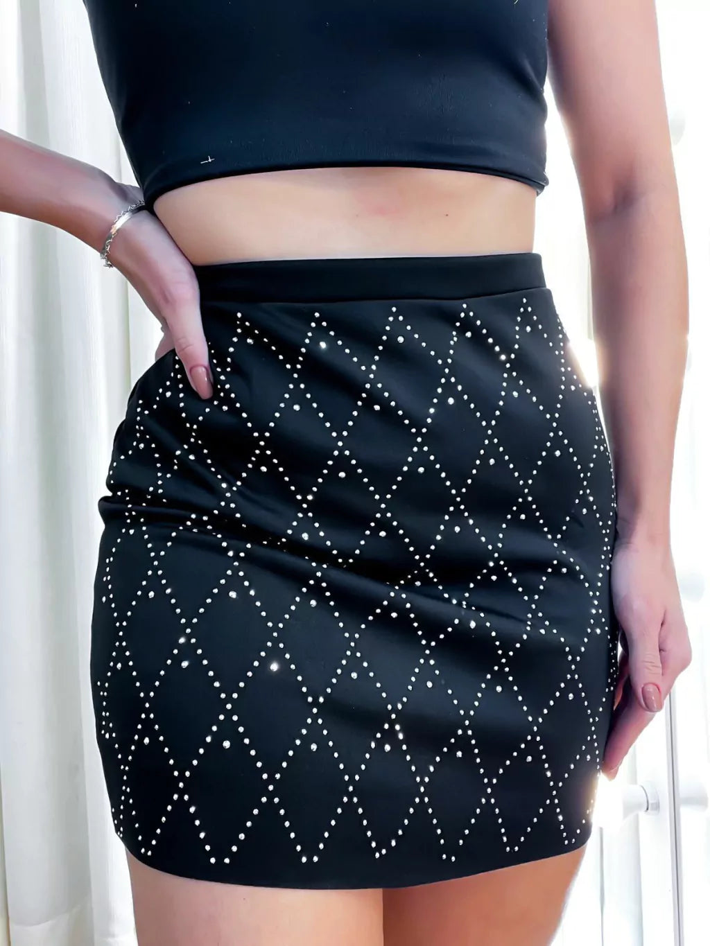 Saia Feminina Neoprene com Strass Heloá ref.724